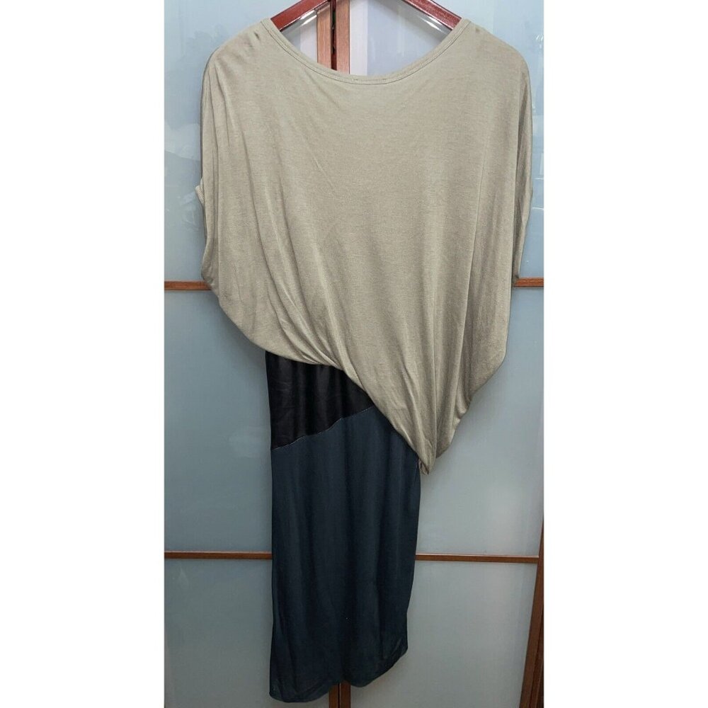 Helmut Lang Black & Khaki Color Block Asymmetric … - image 2